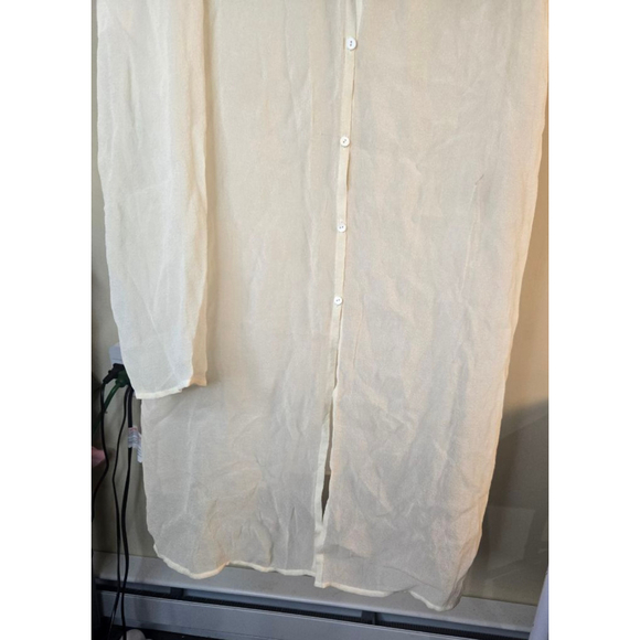 Women's Eileen Fisher Organic Linen Long Shirt Dress Ivory Medium - Picture 3 of 16